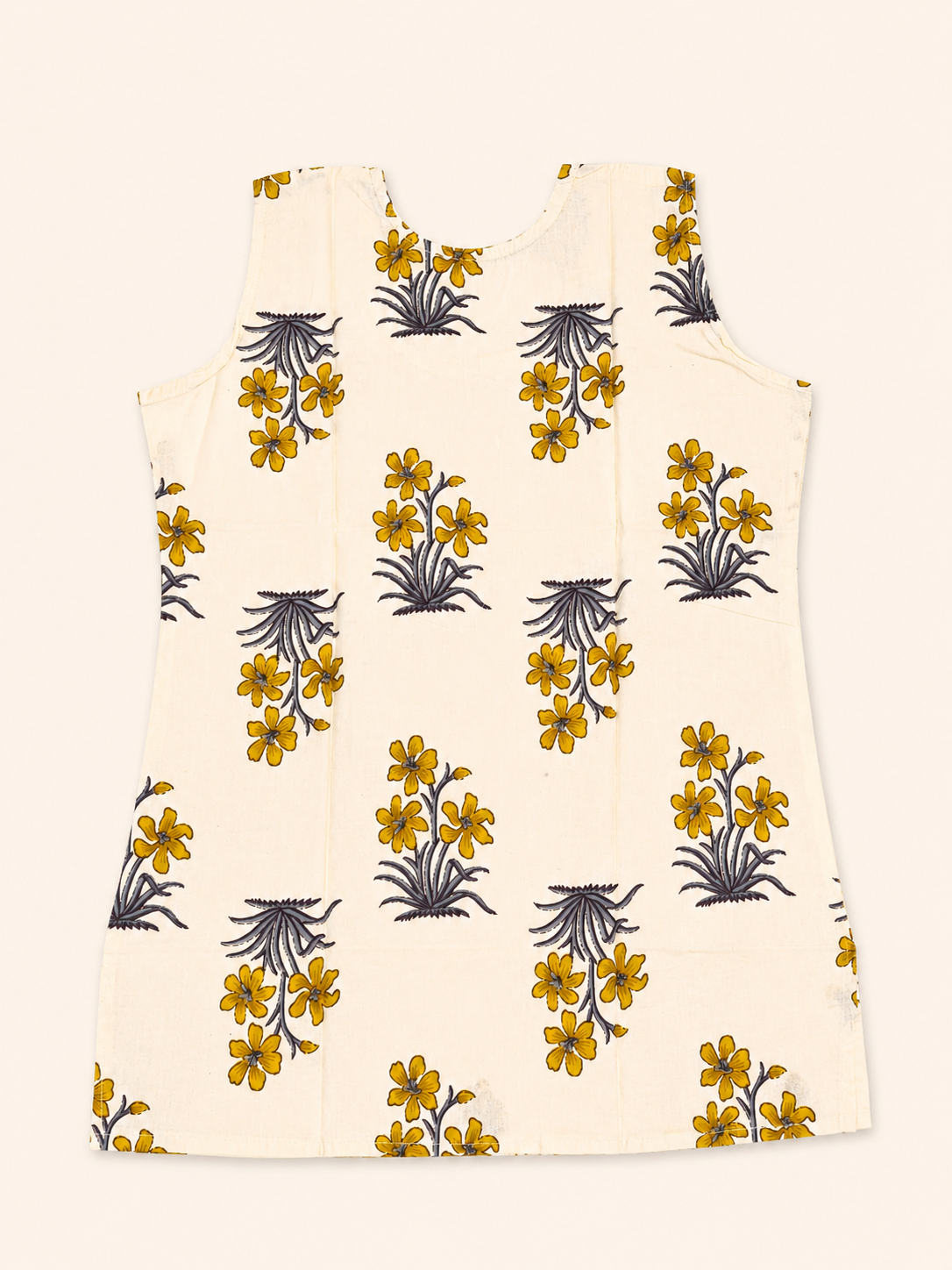 Women’s Floral Handblock Printed Sleeveless Cotton Short Kurti Top. - Image 2